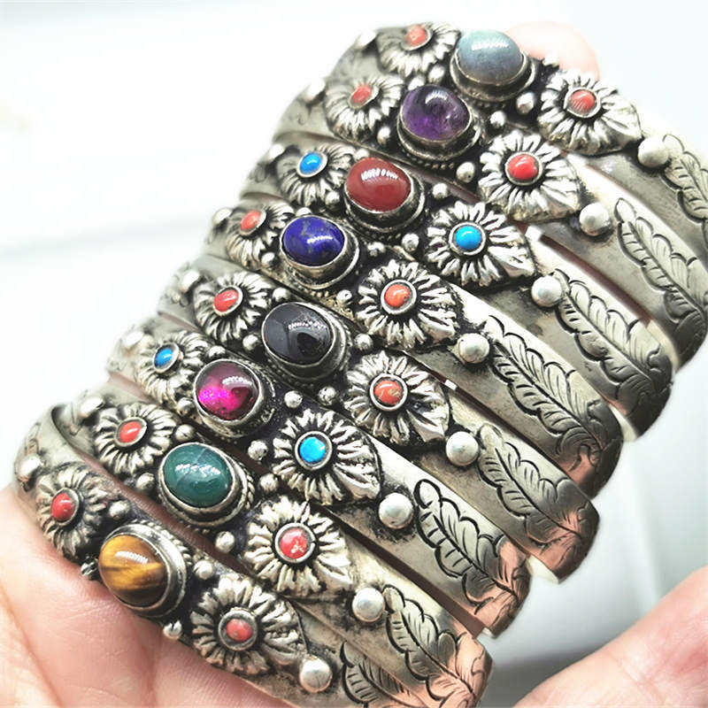 Ethnic Fashion Com - BB-398 Nepal Vintage Open Manchet Bangle