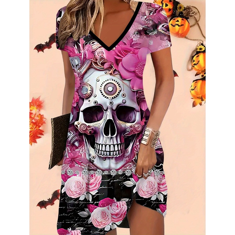Y2K Ethnic Fashion - Halloween-directionele print met roze rozen en