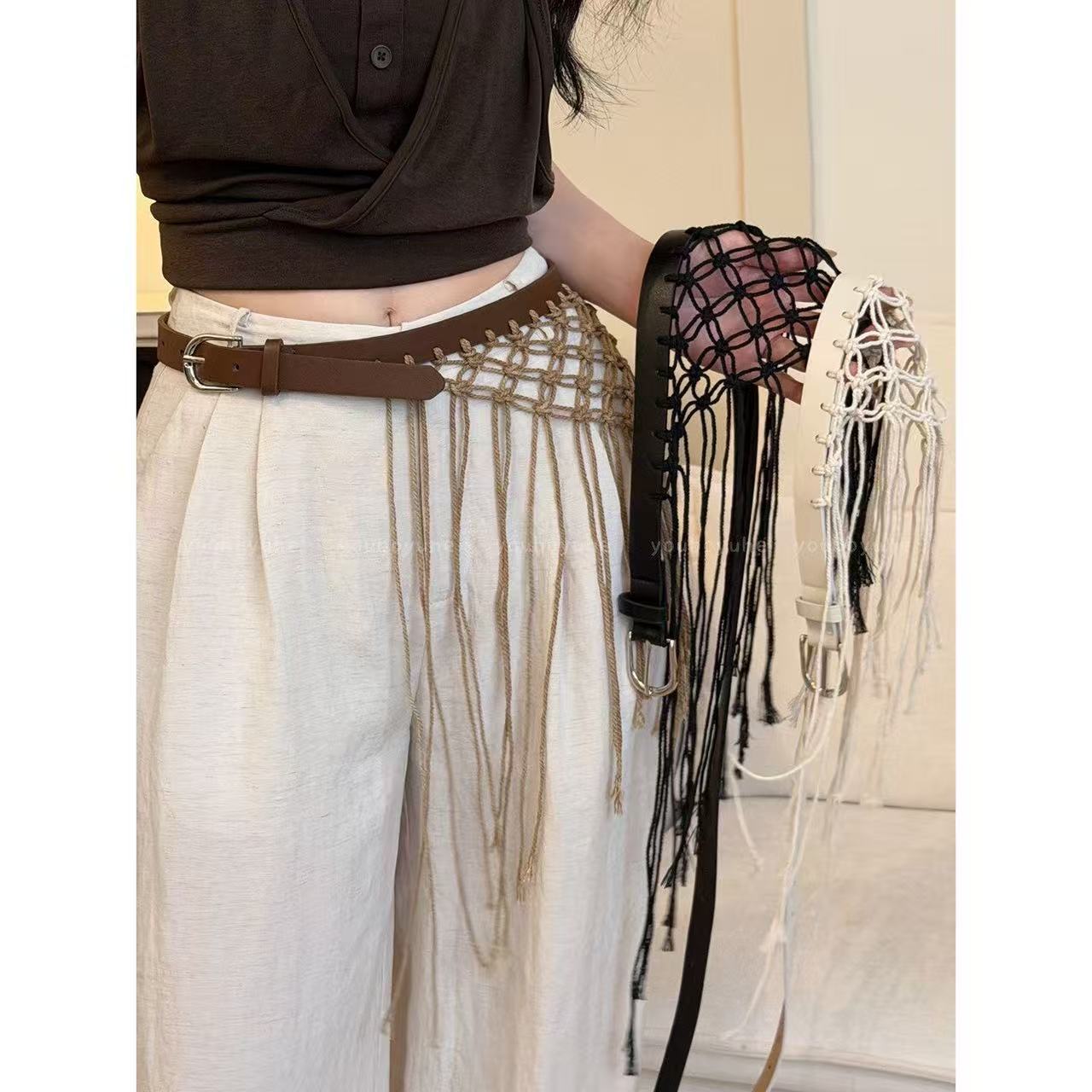 Y2K Ethnic Fashion - Casual Y2K Tassel Weave Taillebanden Retro