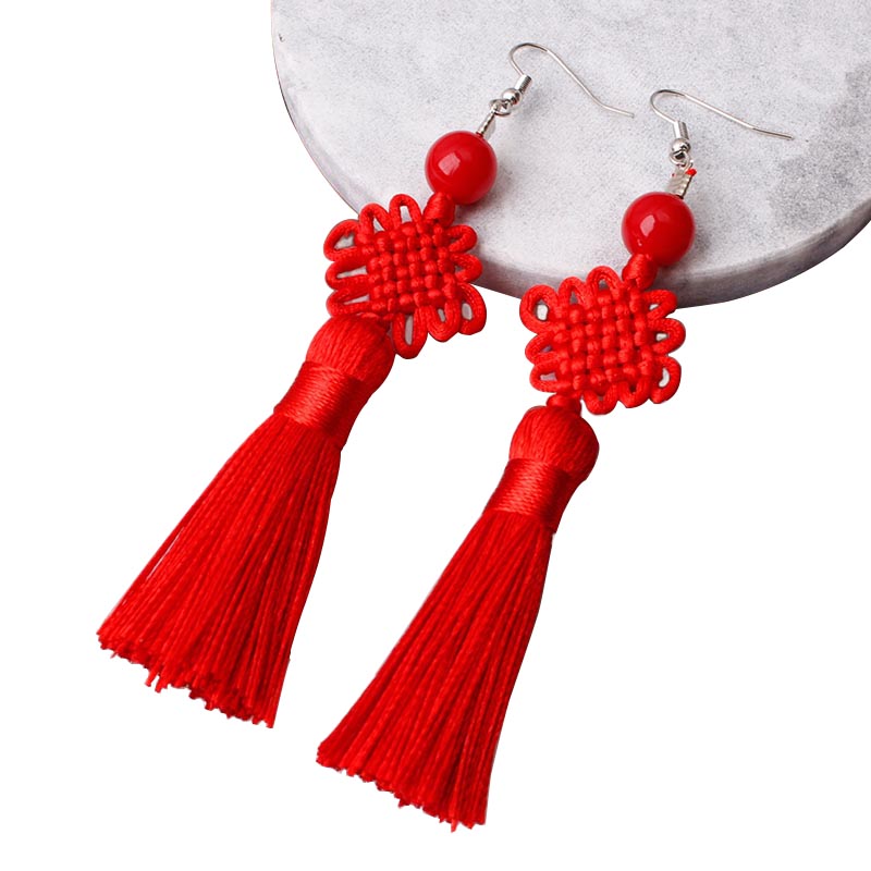 Y2K Ethnic Fashion - Kleurrijke draad gevlochten Chinese knoop kwast