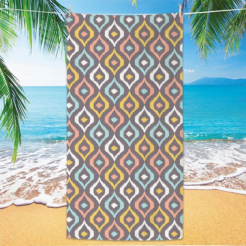 Ikat Woven Fabric - Vintage etnische Ikat geometrische sneldrogende badhanddoek,