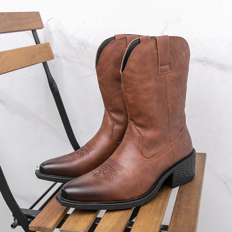 Ethnic Fashion Men - Mannen Laarzen Klassieke Borduren Western Cowboy