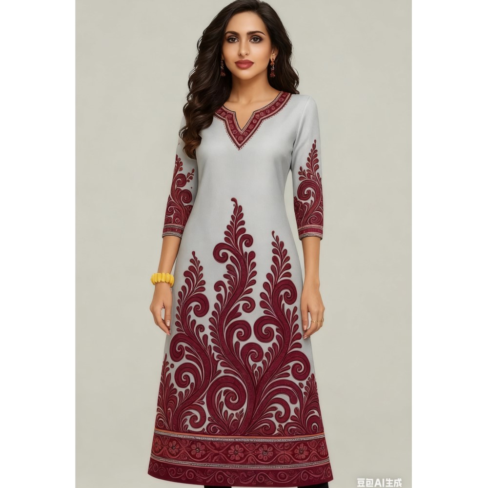 Ethnic Fashion Kurtis - Moslim Kurt Bloemen Damesmode Comfortabele lange
