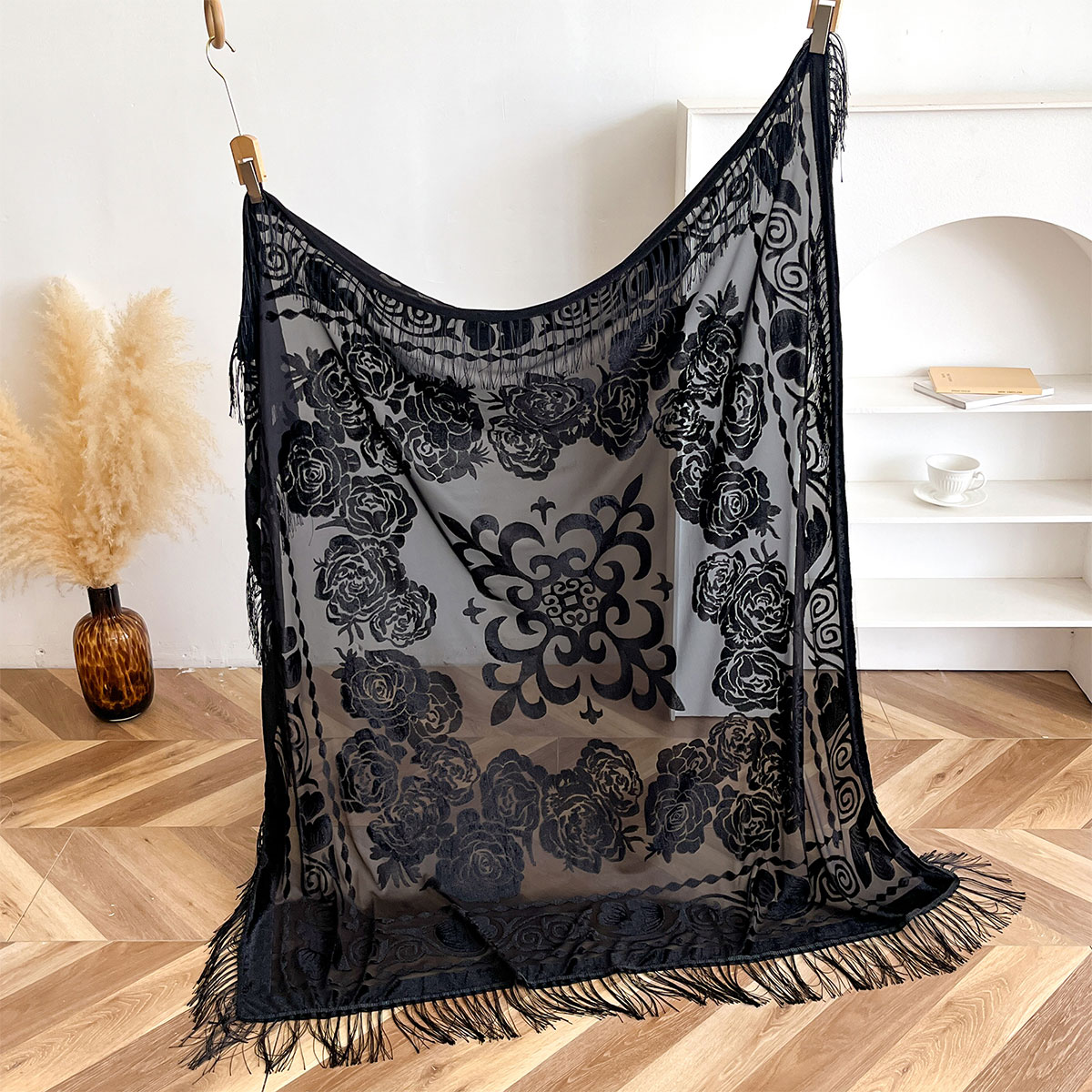 Retro fluwelen sjaal met kwast - Ethnic Fashion Accessories recensie en prijs