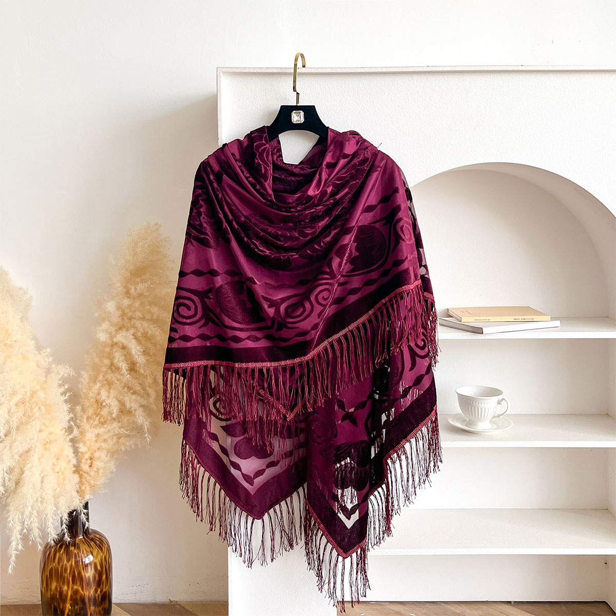 Retro fluwelen sjaal met kwast - Ethnic Fashion Accessories recensie en prijs